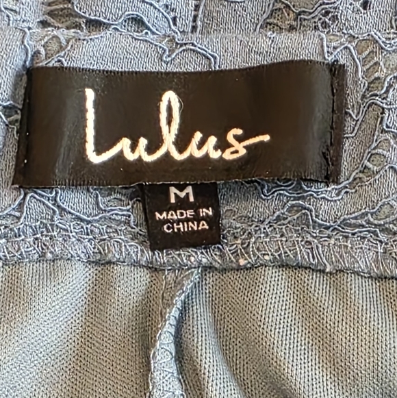 Lulus Love At First Sight Dusty Blue Lace Maxi Skirt Size M - Picture 4 of 4